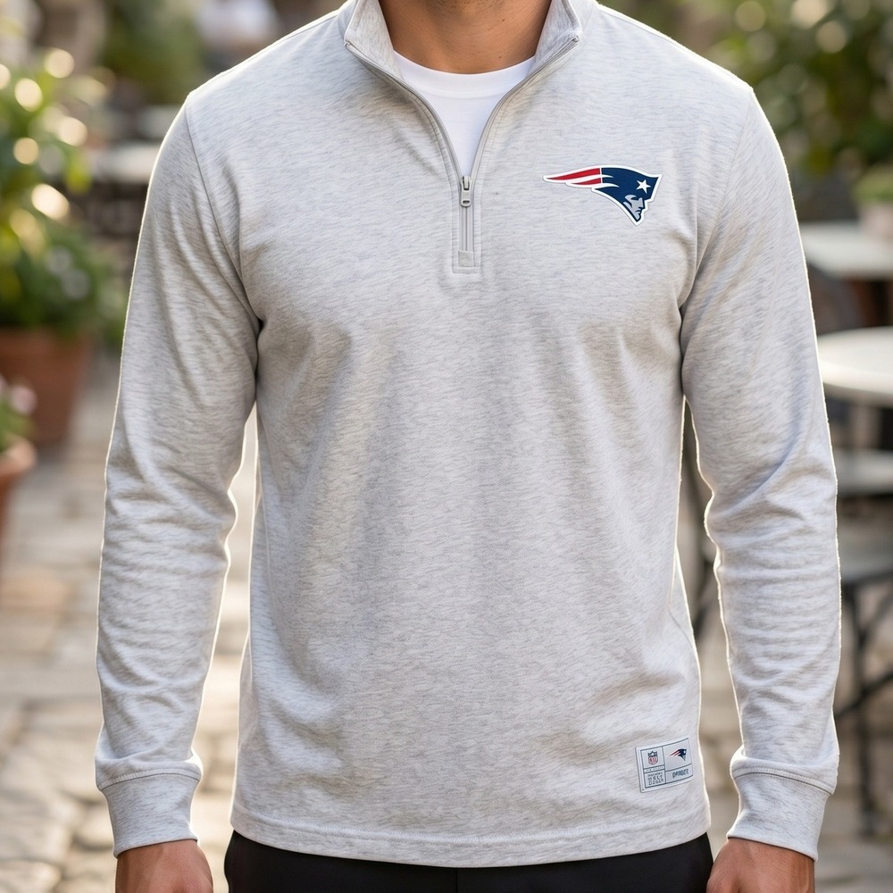 NFL‎ Ultra Game New England Patriots Mens Heather Grey Quarter Zip Pullover XL